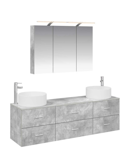 Set di mobili per il bagno 4 pcs Grigio Cemento