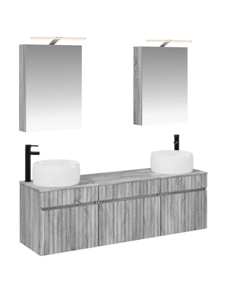 Set di Armadi da Bagno 5 pcs Sonoma grigio 50 x 14,5 x 70 cm