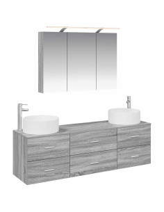 Set di mobili per il bagno 4 pcs Sonoma grigio