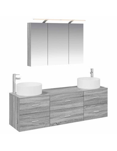 Set di mobili per il bagno 4 pcs Sonoma grigio