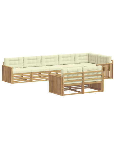 Set di divani da esterno 8 pcs Bianco e Crema