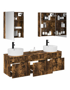 Set di Armadi da Bagno 5 pcs Rovere Fumo 53 x 15,5 x 70 cm 2