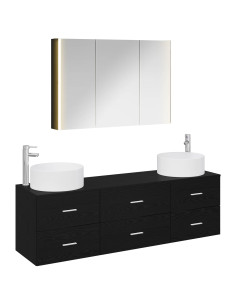 Set di mobili per il bagno 4 pcs Rovere Nero