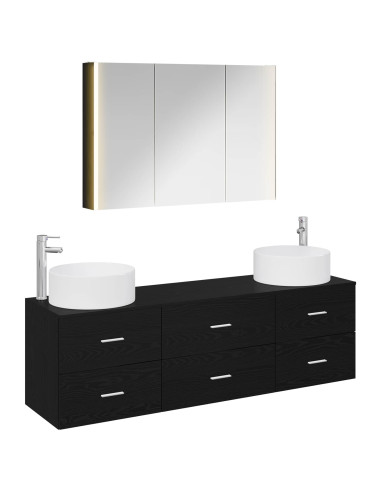 Set di mobili per il bagno 4 pcs Rovere Nero