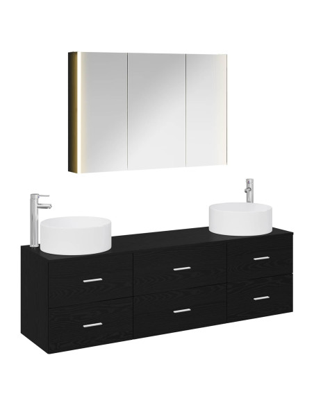 Set di mobili per il bagno 4 pcs Rovere Nero