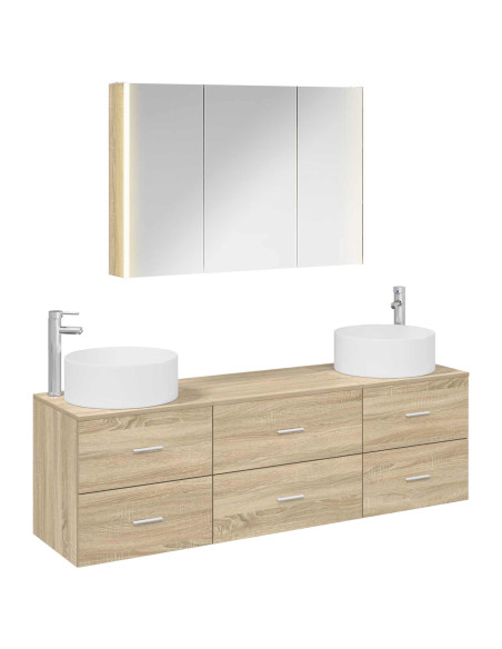 Set di mobili per il bagno 4 pcs Rovere Sonoma