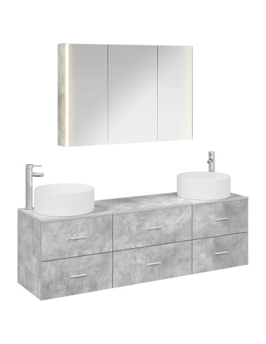 Set di mobili per il bagno 4 pcs Grigio Cemento