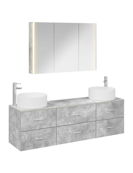 Set di mobili per il bagno 4 pcs Grigio Cemento