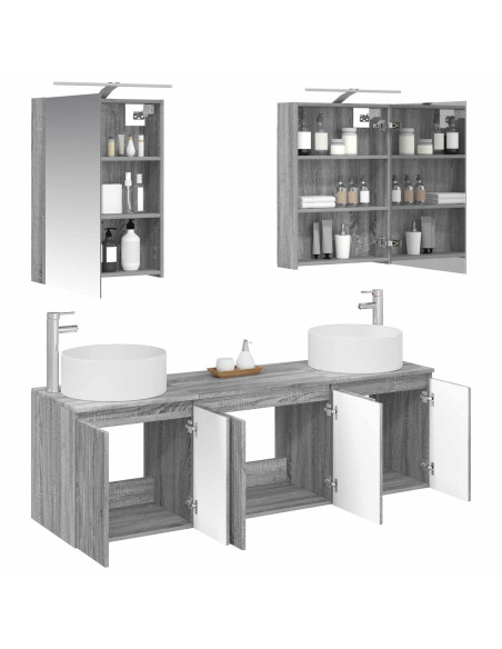 Set di Armadi da Bagno 5 pcs Sonoma grigio Legno ingegnerizzato