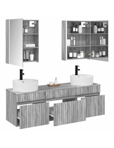 Set di Armadi da Bagno 5 pcs Sonoma grigio 53 x 15,5 x 70 cm