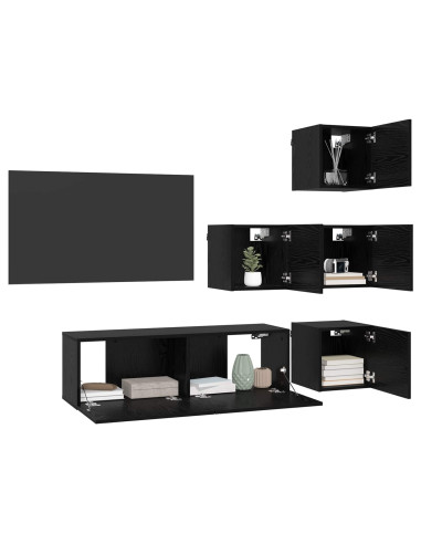 Set mobile TV 5 pcs 100 x 30 x 30 cm Rovere Nero