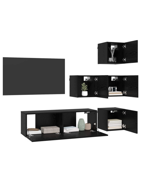 Set mobile TV 5 pcs 100 x 30 x 30 cm Rovere Nero