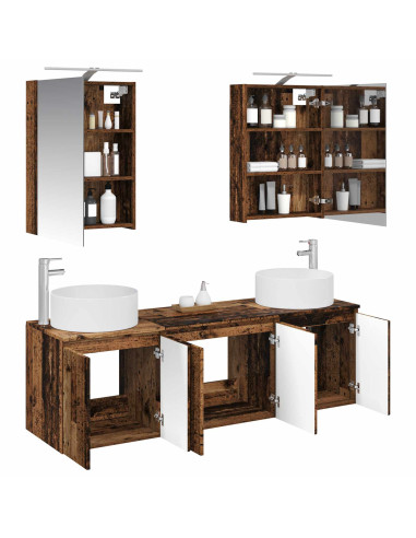 Set di Armadi da Bagno 5 pcs Legno antico Legno ingegnerizzato