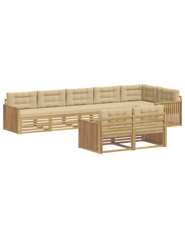 Set di divani da esterno 8 pcs Bianco e Beige