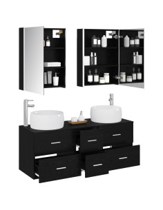 Set di mobili per il bagno 5 pcs Rovere Nero 2
