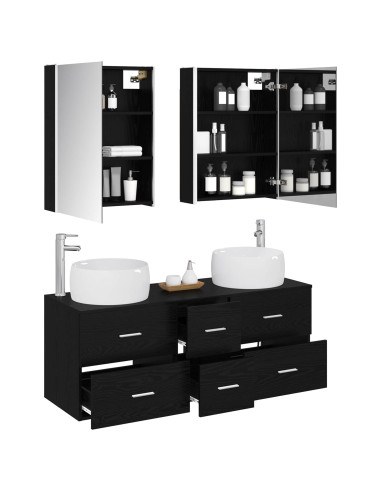 Set di mobili per il bagno 5 pcs Rovere Nero