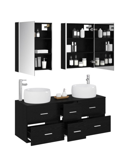 Set di mobili per il bagno 5 pcs Rovere Nero