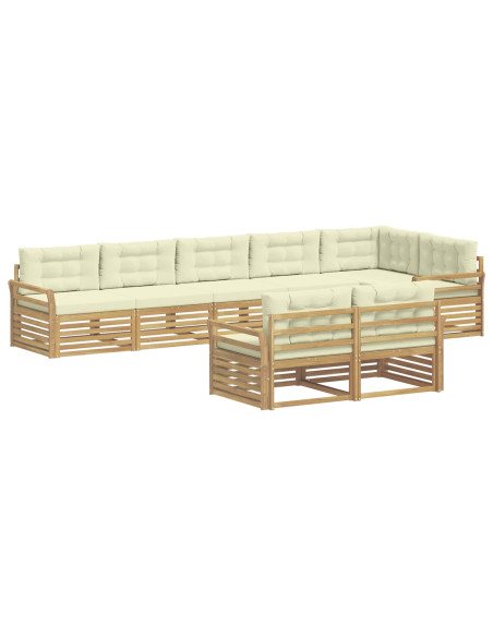 Set di divani da esterno 8 pcs Bianco e Crema