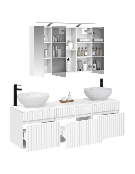 Set di Armadi da Bagno 4 pcs Bianco 100 x 14,5 x 70 cm