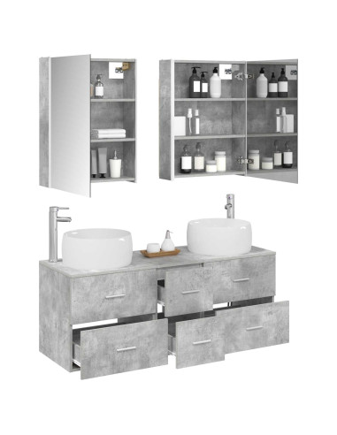 Set di mobili per il bagno 5 pcs Grigio Cemento