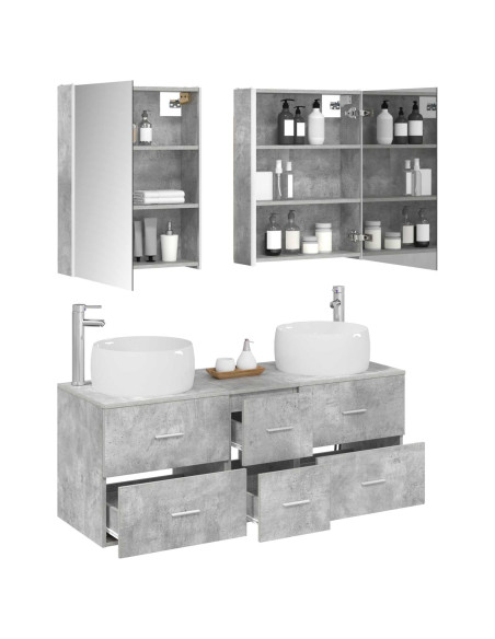 Set di mobili per il bagno 5 pcs Grigio Cemento