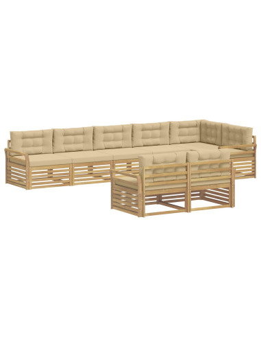Set di divani da esterno 8 pcs Bianco e Beige