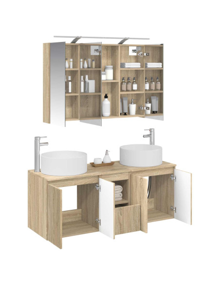 Set di Armadi da Bagno 4 pcs Rovere Sonoma 100 x 14,5 x 70 cm