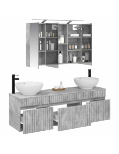 Set di Armadi da Bagno 4 pcs Grigio Cemento 2