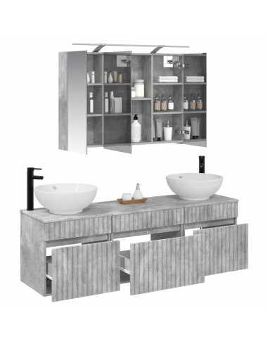 Set di Armadi da Bagno 4 pcs Grigio Cemento