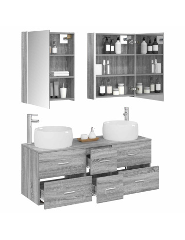 Set di mobili per il bagno 5 pcs Sonoma grigio