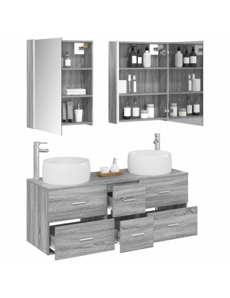 Set di mobili per il bagno 5 pcs Sonoma grigio