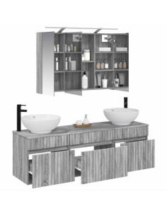 Set di Armadi da Bagno 4 pcs Sonoma grigio 100 x 14,5 x 70 cm 2