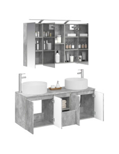 Set di Armadi da Bagno 4 pcs Grigio Cemento 100 x 14,5 x 70 cm 2