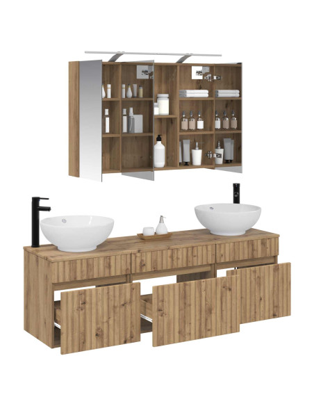 Set di Armadi da Bagno 4 pcs Rovere Artigianale