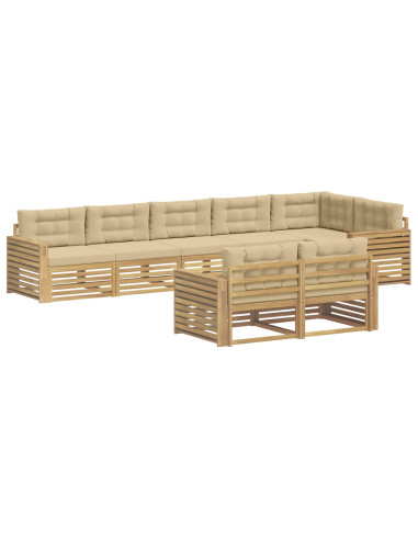 Set di divani da esterno 8 pcs Bianco e Beige