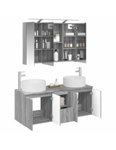 Set di Armadi da Bagno 4 pcs Sonoma grigio 100 x 14,5 x 70 cm 2