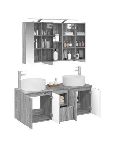 Set di Armadi da Bagno 4 pcs Sonoma grigio 100 x 14,5 x 70 cm