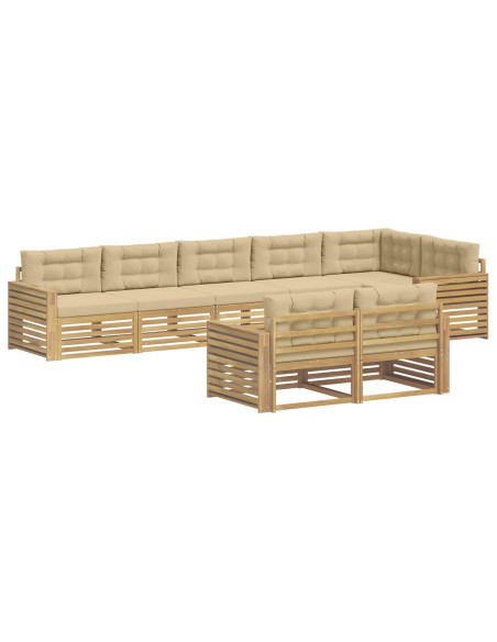 Set di divani da esterno 8 pcs Bianco e Beige