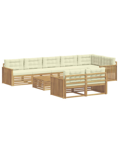 Set di divani da esterno 9 pcs Bianco e Crema 79 x 79 x 37 cm
