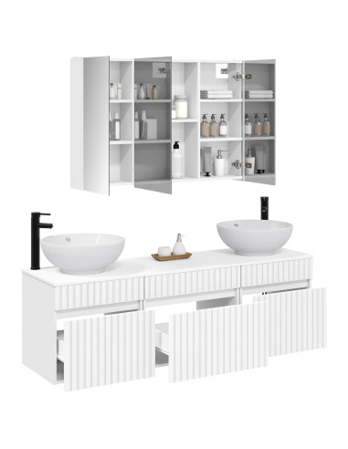 Set di Armadi da Bagno 4 pcs Bianco 103,5 x 15,5 x 70 cm