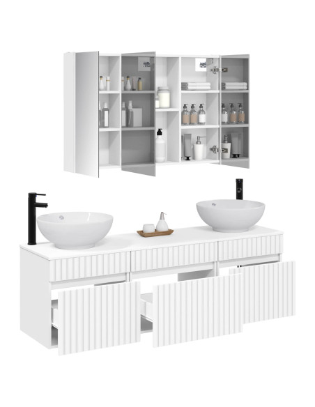 Set di Armadi da Bagno 4 pcs Bianco 103,5 x 15,5 x 70 cm