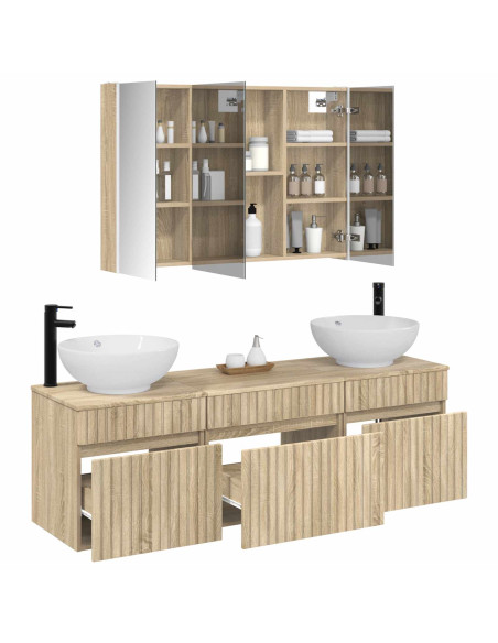 Set di Armadi da Bagno 4 pcs Rovere Sonoma 103,5 x 15,5 x 70 cm