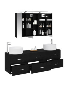 Set di mobili per il bagno 4 pcs Rovere Nero 2