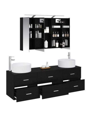 Set di mobili per il bagno 4 pcs Rovere Nero