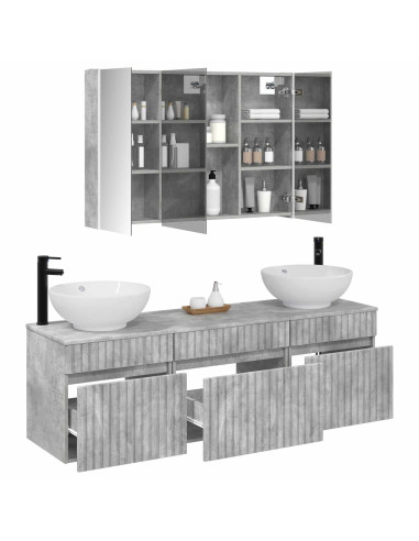 Set di Armadi da Bagno 4 pcs Grigio Cemento