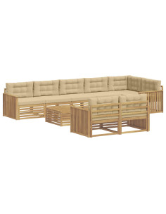Set di divani da esterno 9 pcs Bianco e Beige 79 x 79 x 37 cm 2