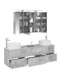 Set di mobili per il bagno 4 pcs Grigio Cemento 2