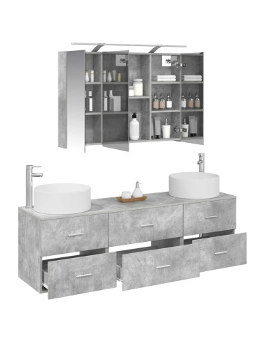 Set di mobili per il bagno 4 pcs Grigio Cemento