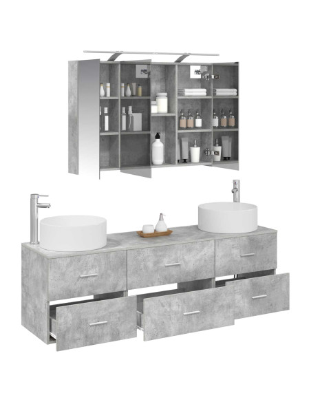 Set di mobili per il bagno 4 pcs Grigio Cemento