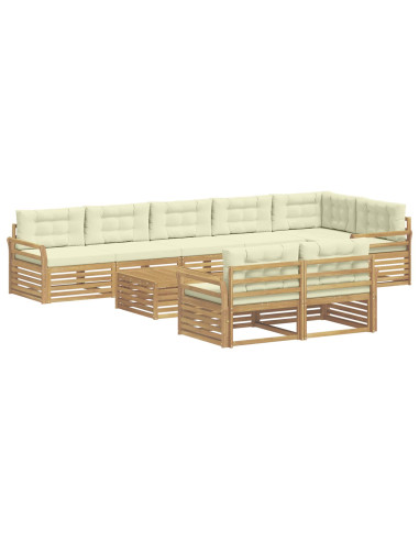 Set di divani da esterno 9 pcs Bianco e Crema 79 x 79 x 37 cm